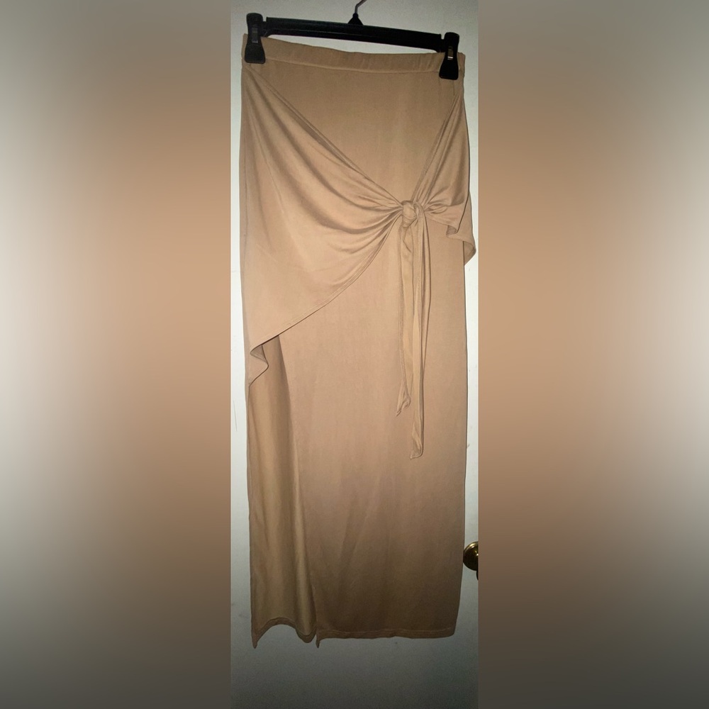 Light Brown/Tan Wrap Skirt High Slit